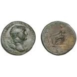 Trajan, Sestertius, 113, laureate bust right, draped over far shoulder, rev. Fortuna seated...