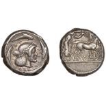 Greek Coinages, Sicily, Syracuse, Hieron I, Tetradrachm, 478-466, charioteer driving slow qu...