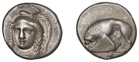 Greek Coinages, Northern Lucania, Velia, Nomos, 334-300, signed by the artist Kleudoros, hea...