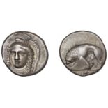 Greek Coinages, Northern Lucania, Velia, Nomos, 334-300, signed by the artist Kleudoros, hea...