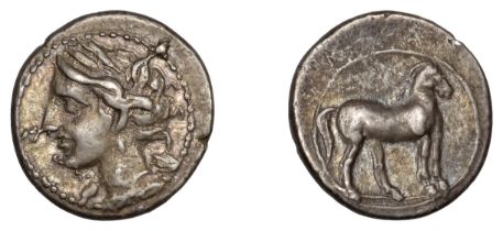 Greek Coinages, Campania, Carthaginian Mint, Quarter-Shekel, Second Punic War, 216-211, head...