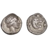 Greek Coinages, Sicily, Leontini, Tetradrachm, c. 430, laureate head of Apollo right, ivy br...