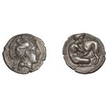 Greek Coinages, Southern Lucania, Herakleia, Diobol, 432-420, head of Athena right, wearing...