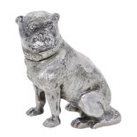 A Victorian silver pepper modelled as a bull dog, by Edward H. Stockwell, London 1867,...