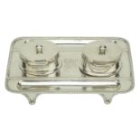 A silver inkstand, by Goldsmiths & Silversmiths Co. Ltd, London 1914, of rectangula...