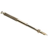 A propelling pen/pencil by Sampson Mordan & Co., the shaft with slide action fountain ni...