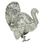 A German silver turkey table ornament, early 20th century, by Neresheimer & SÃ¶hne, Hanau,...