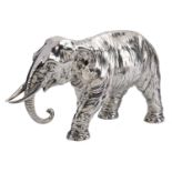 A large German silver standing elephant table ornament, early 20th century, by Neresheimer...
