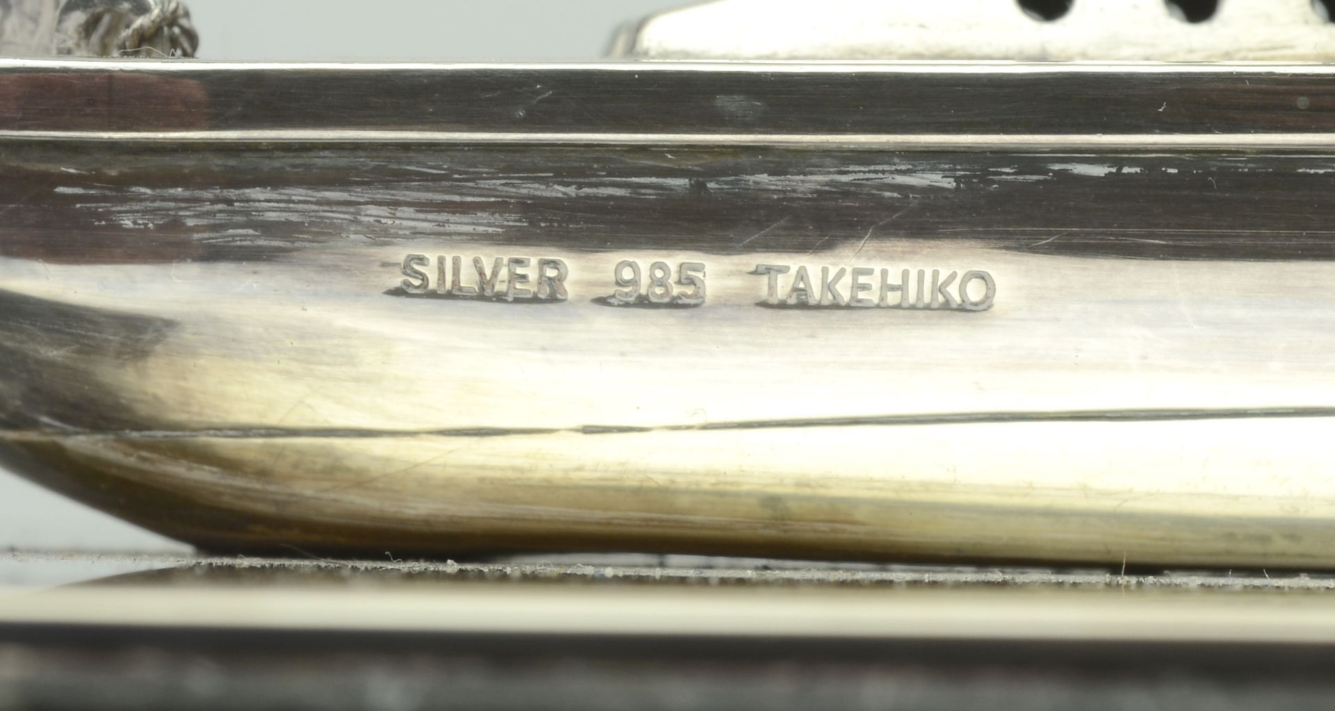 A Japanese silver desk table ornament modelled as a yacht, 20th century, the twin-mas... - Image 3 of 3