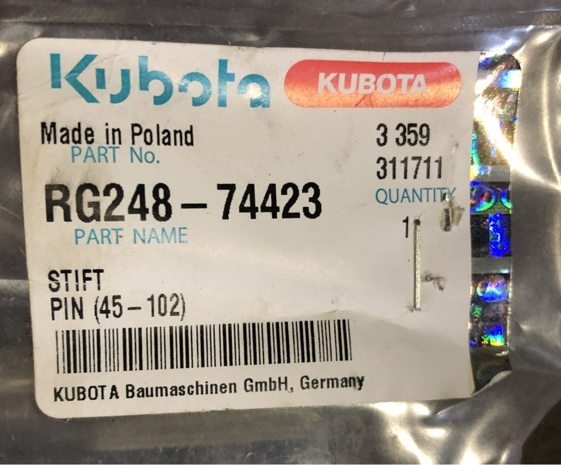 Brand New Kubota Pin