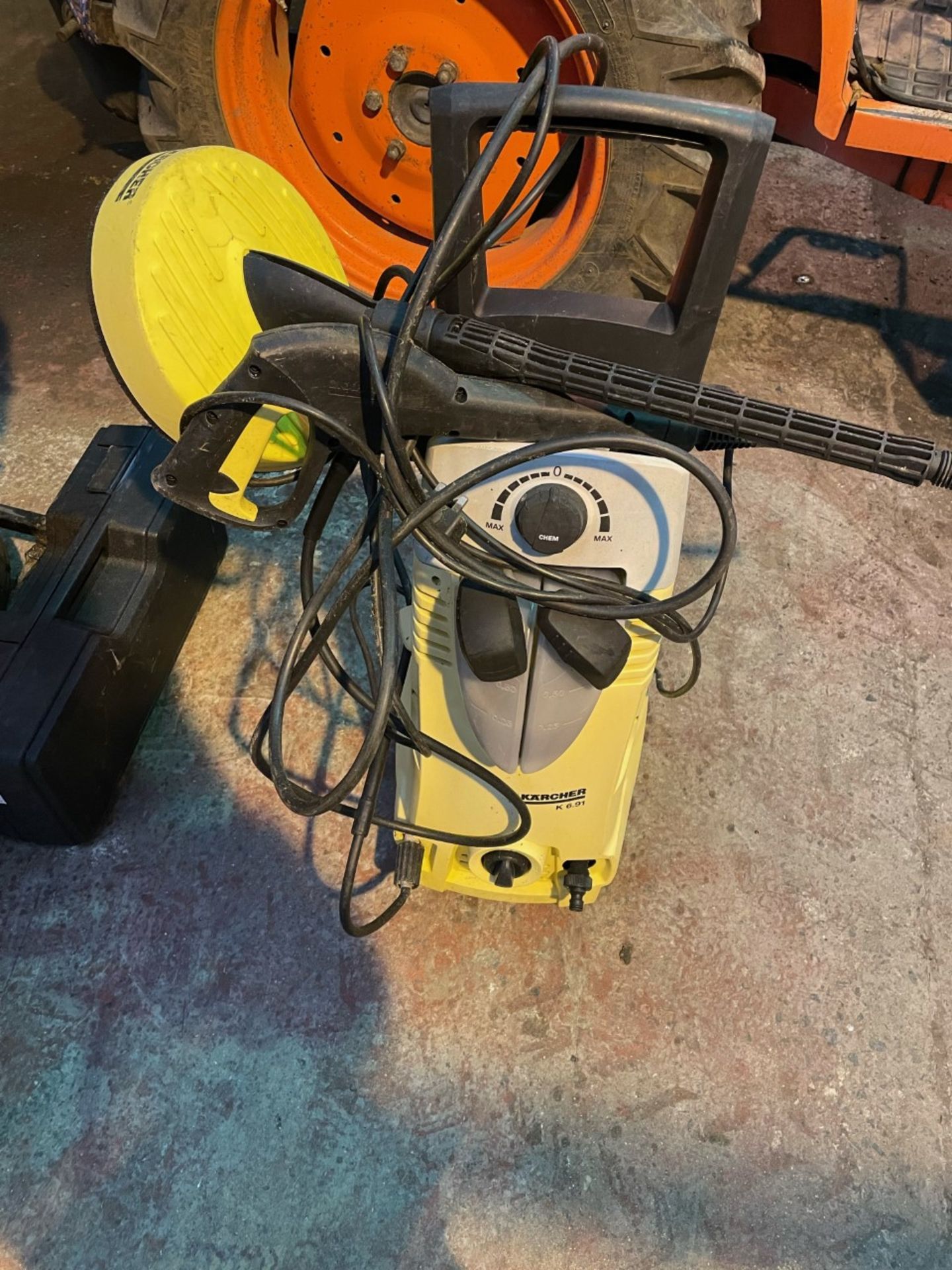 Karcher k6 pressure washer with lance and patio cleaner head.