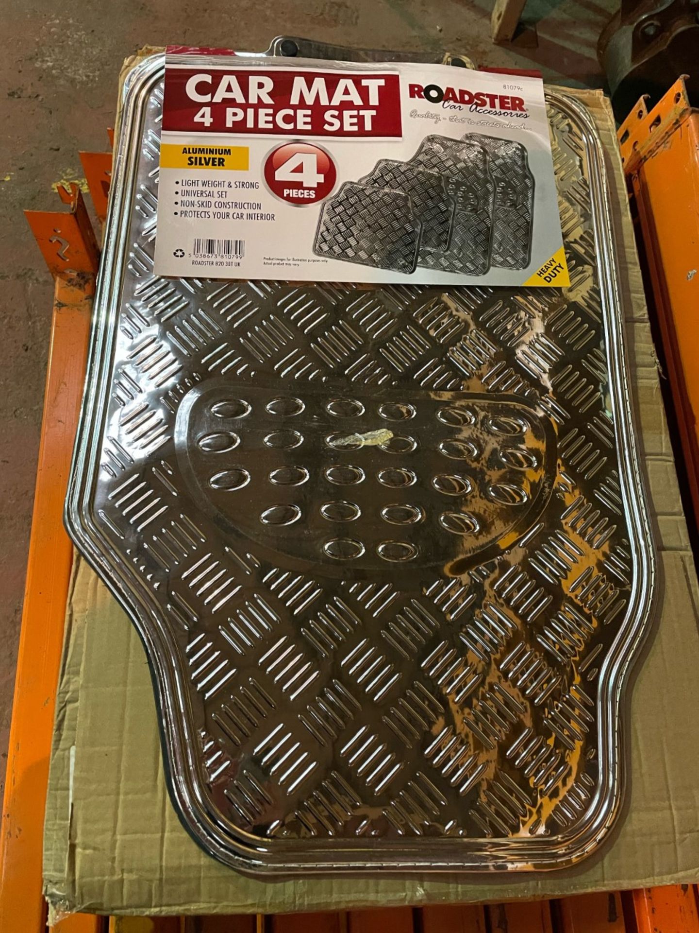 4 piece heavy duty car mat set aluminium effect. Brand new