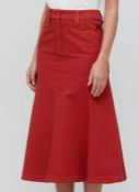 1 X KENZO FLARED BOTTOM LONG SKIRT - RED / SIZE UK 10 / RRP £385.00 / BRAND NEW WITH TAGS