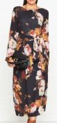 1 X VESTIRE KING FLORAL PRINT MIDI DRESS - MULTICOLOUR / SIZE 6 / RRP £205.00 / BRAND NEW WITH TAGS