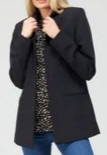 1 X V BY VERY COLLARLESS EDGE TO EDGE JACKET - BLACK / SIZE UK 8 / RRP £35.00 / BRAND NEW WITH TAGS