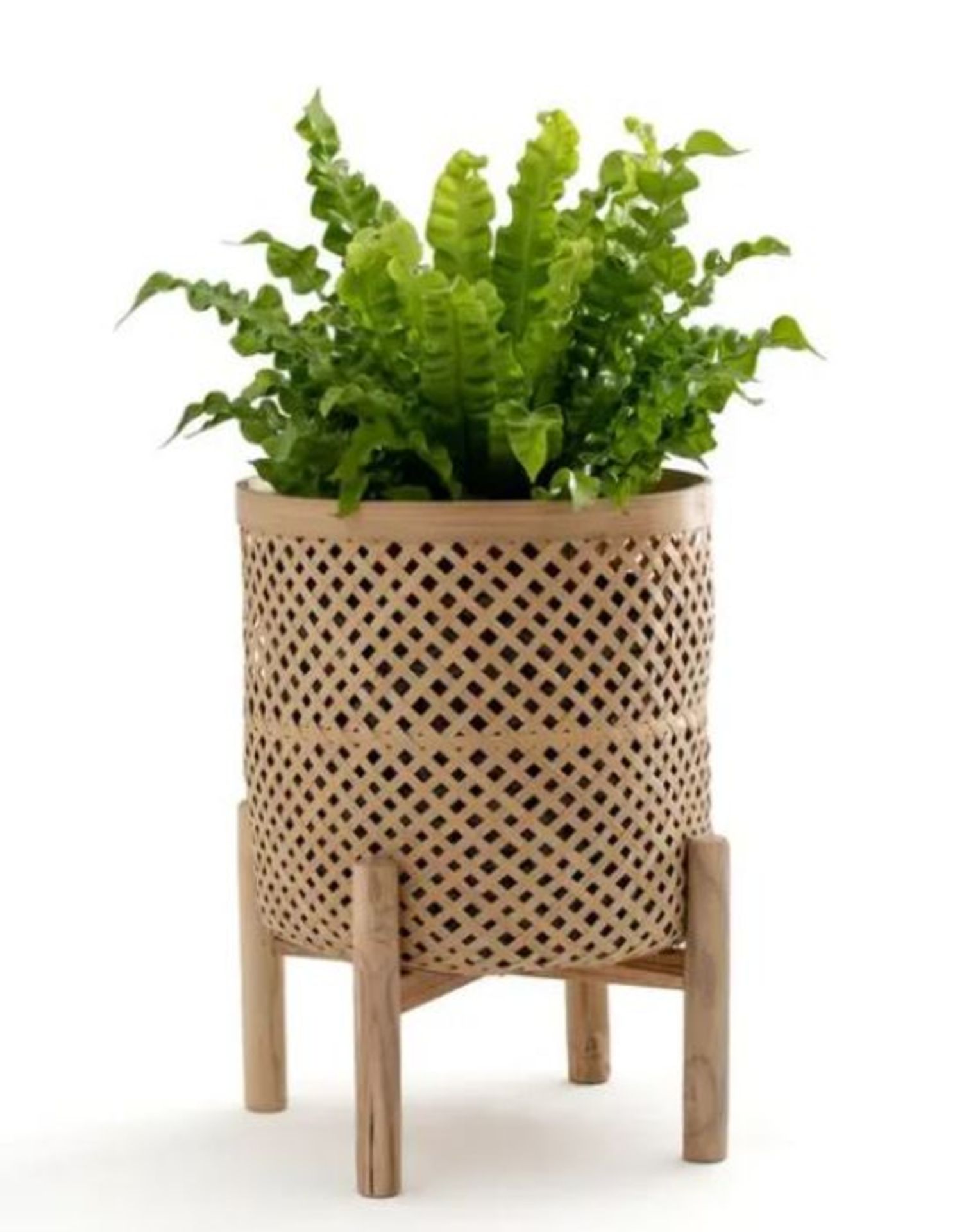 BAMBU BAMBOO FLOWERPOT WITH STAND, H45CM / RRP £70.00 / CUSTOMER RETURN. GRADE A/B, SOME SIGNS OF