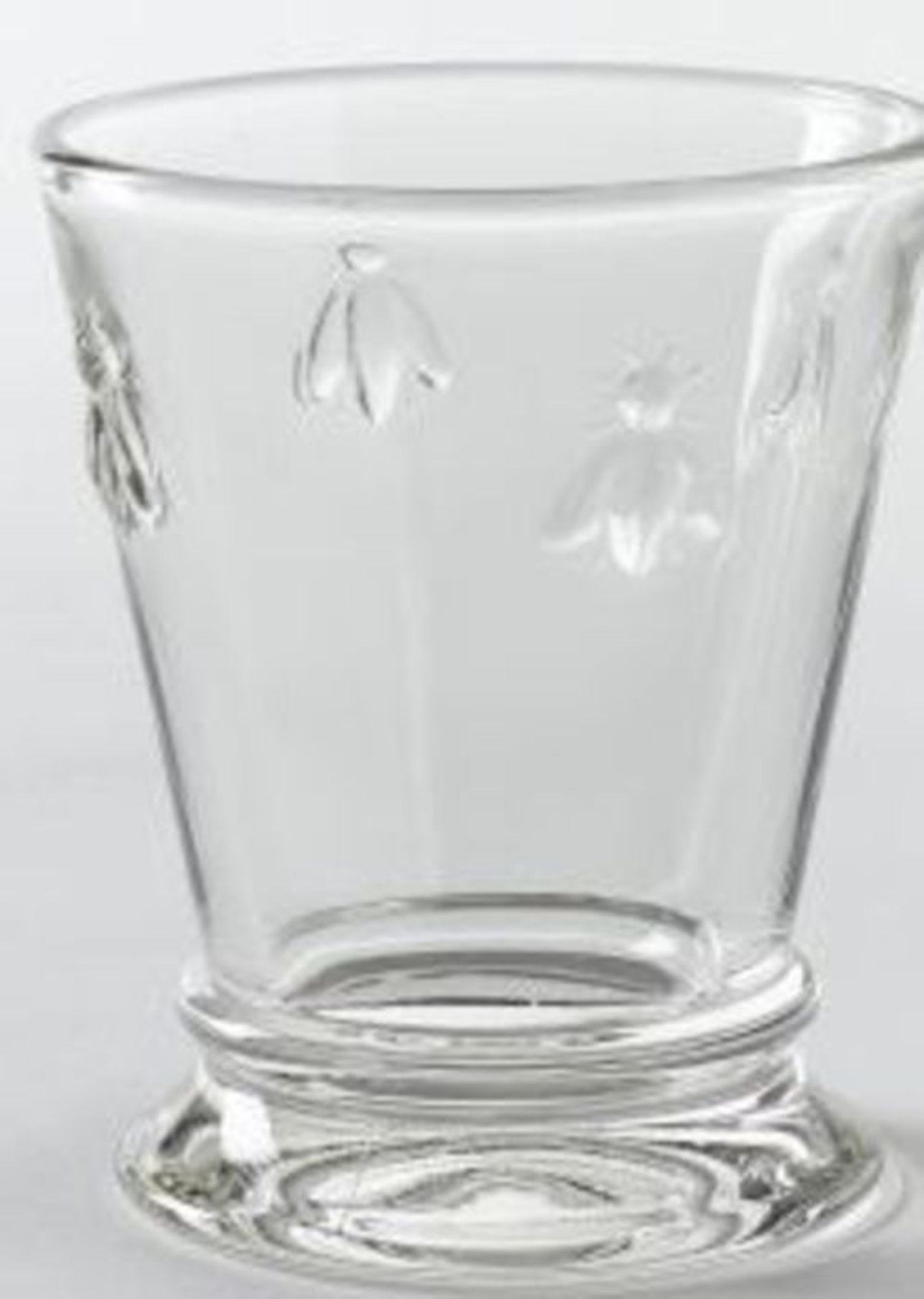 SET OF 6 BEE PATTERNED GLASSES TRANSPARENT GLASS / CUSTOMER RETURN. GRADE A