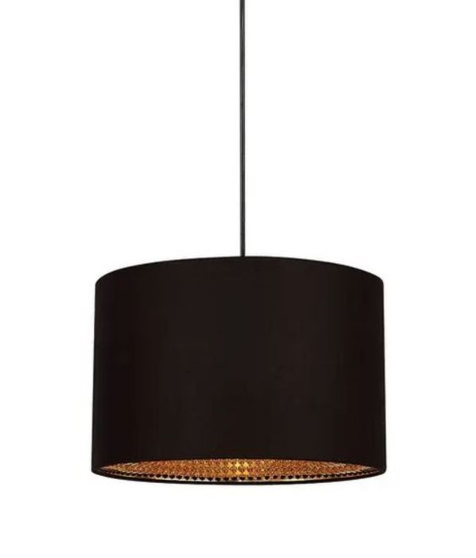 SO'HOME 30cm BLACK FABRIC LAMPSHADE WITH GOLD STUDDED INNER / RRP £39.00 / CUSTOMER RETURN. GRADE A