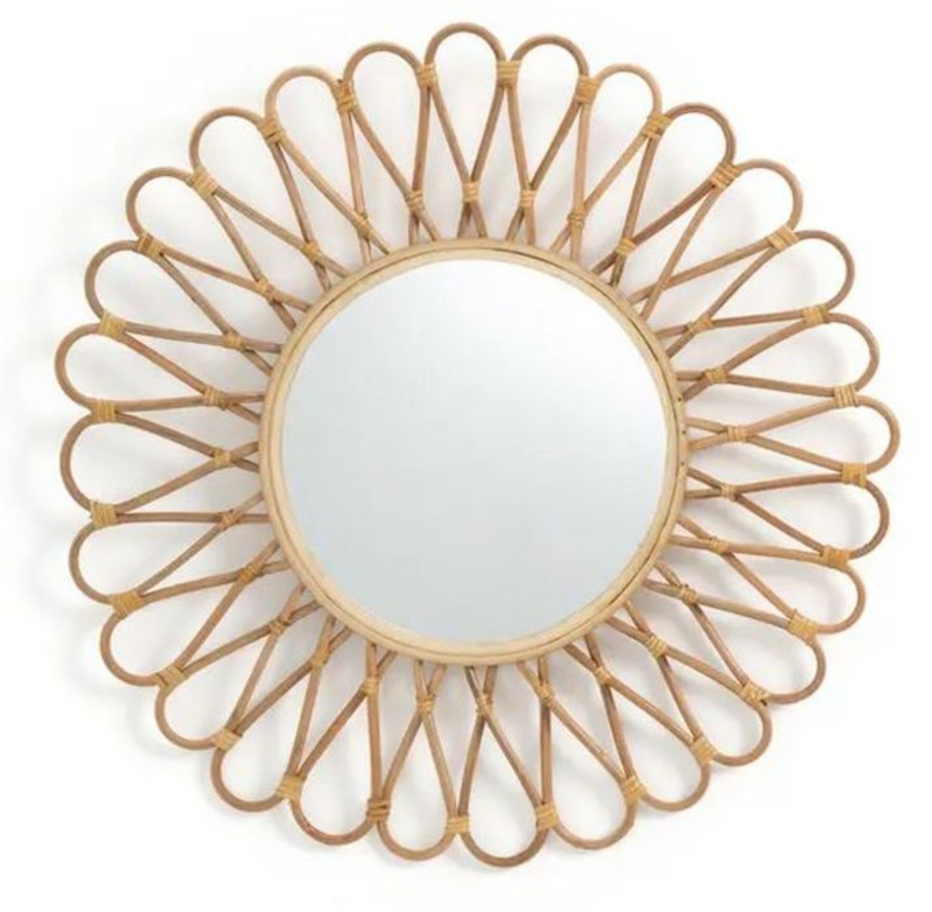 NOGU SUN-SHAPED MIRROR IN RATTAN/BAMBOO / RRP £42.00 / CUSTOMER RETURN. GRADE A