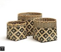 CHICASAW WOVEN BAMBOO BASKETS (SET OF 3) / RRP £50.00 / CUSTOMER RETURN. GRADE A