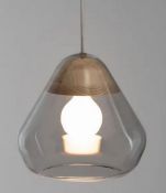 NASOA CONTEMPORARY CEILING LIGHT IN GLASS & WOOD / RRP £125.00 / CUSTOMER RETURN. GRADE A, UNTESTED