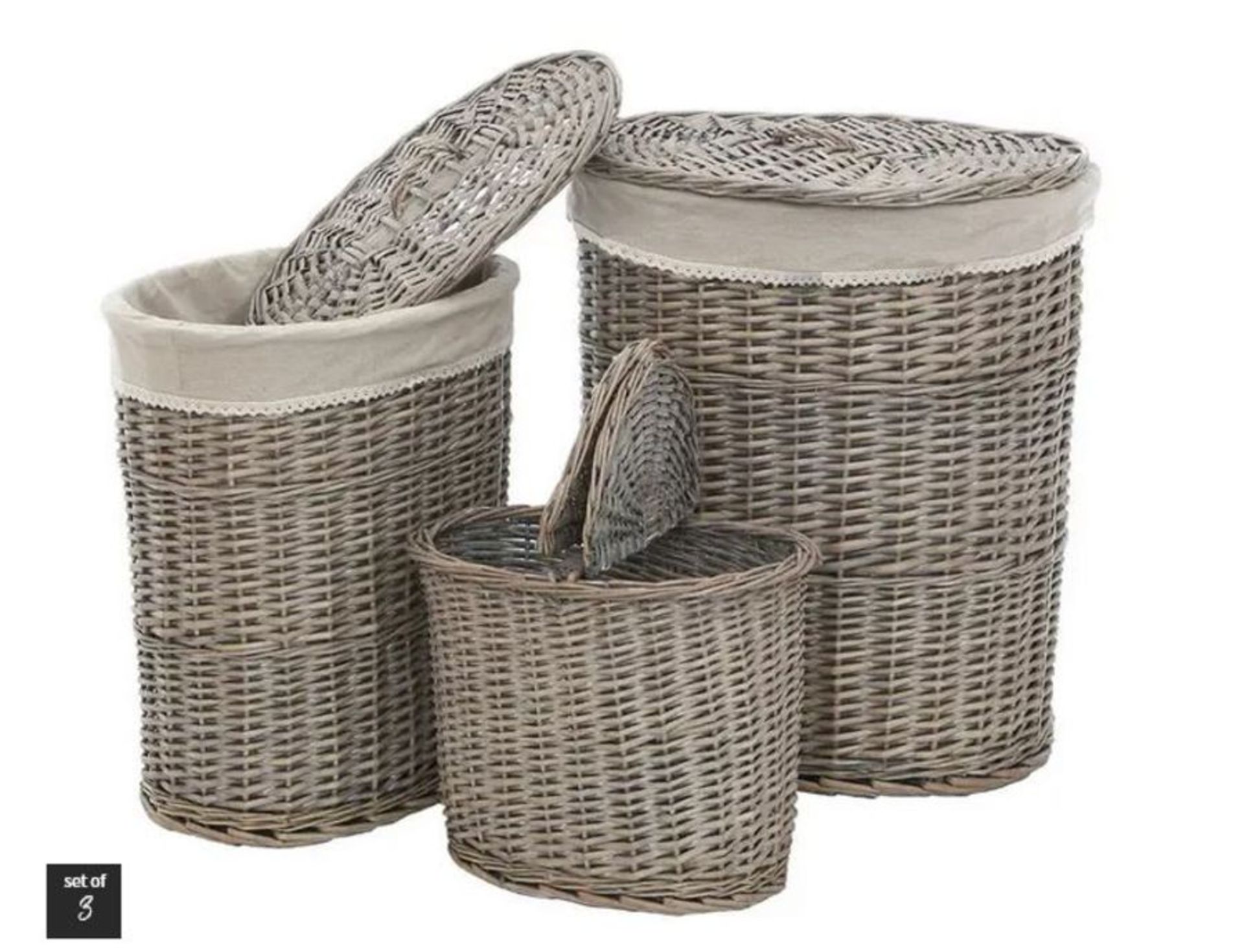 SET OF 3 LAUNDRY BASKETS / RRP £99.00 / CUSTOMER RETURN. GRADE A