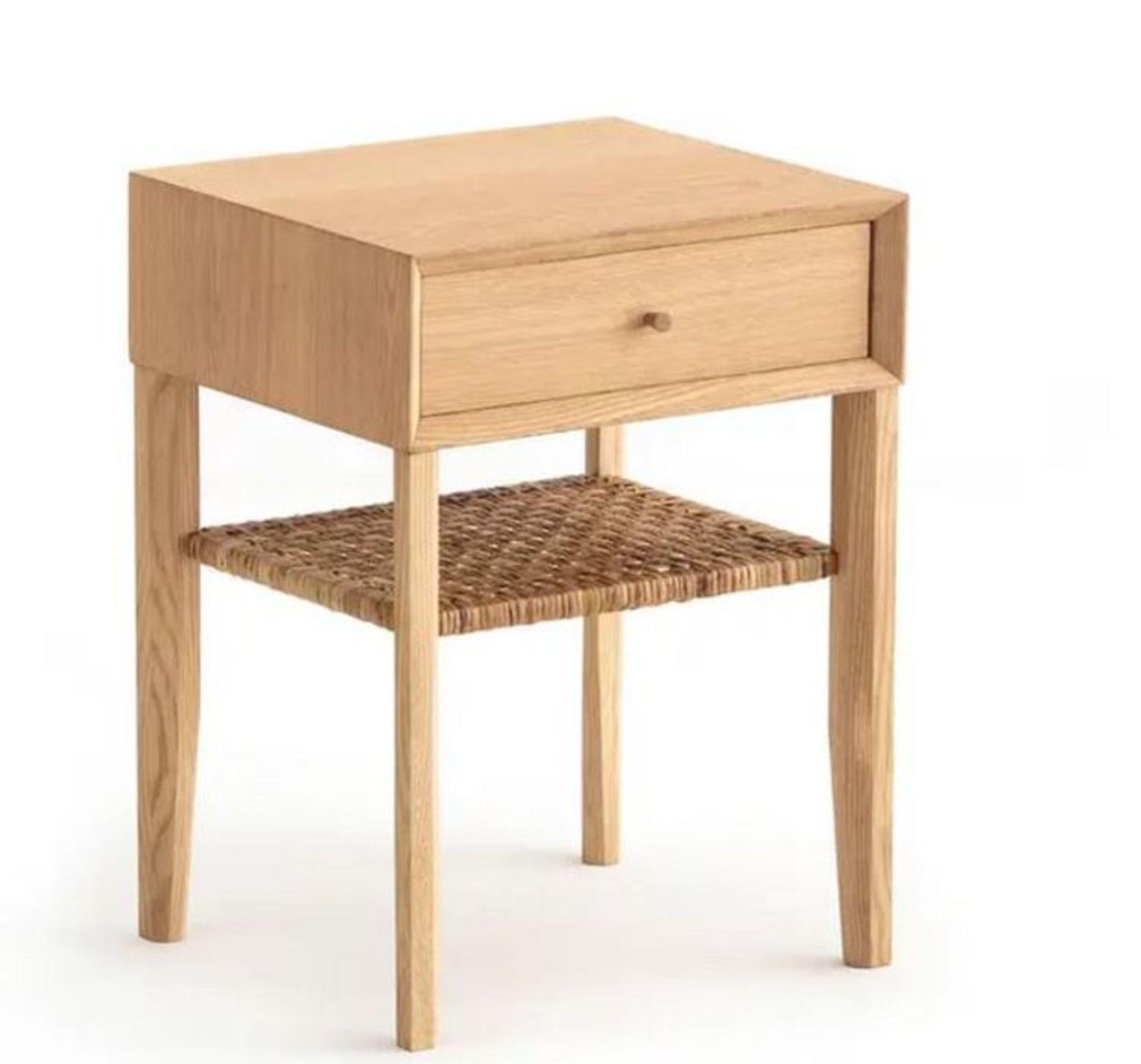 DAWUD OAK BEDSIDE TABLE / RRP £230.00 /CUSTOMER RETURN. GRADE A