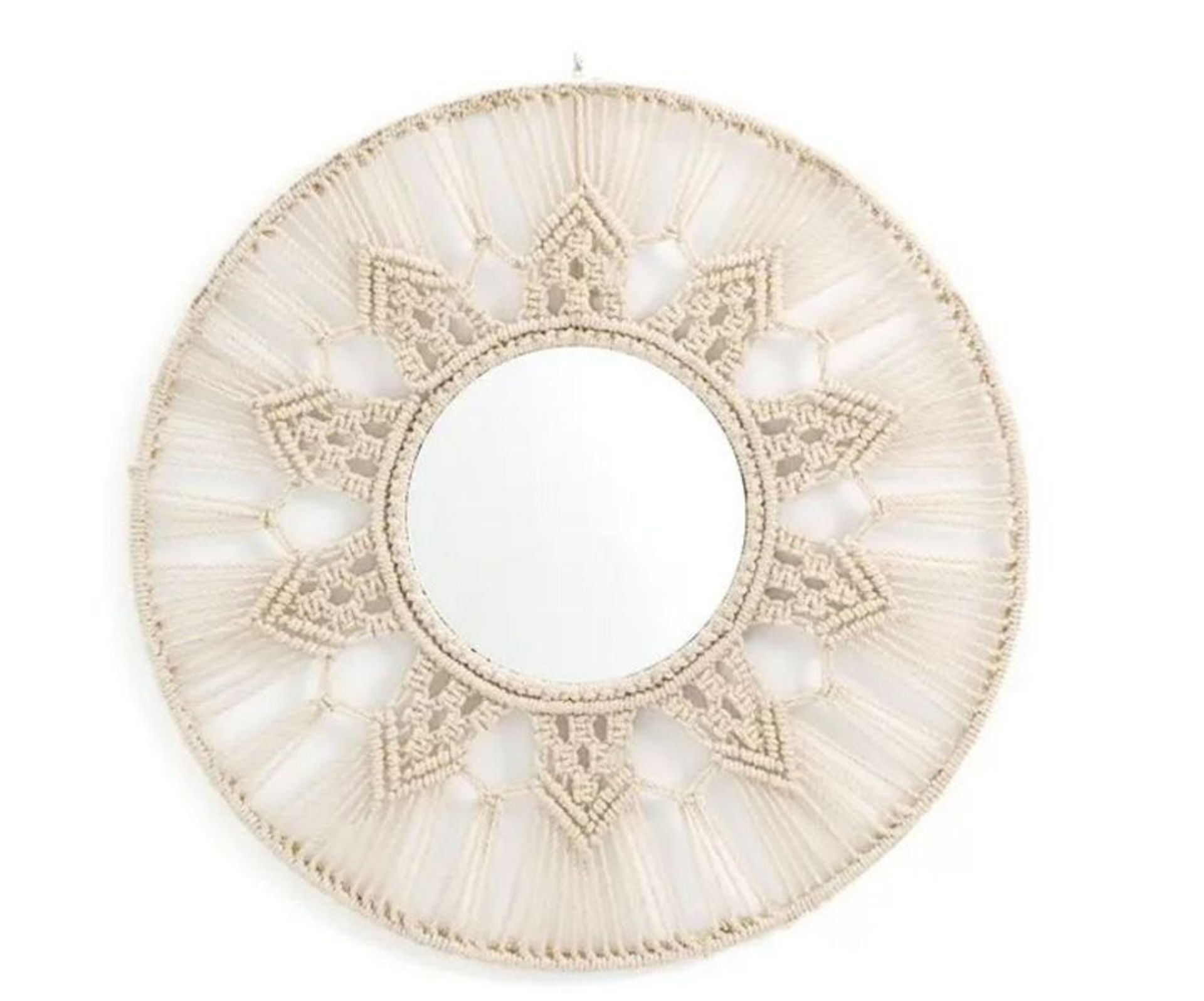 BEJA ROUND MACRAME MIRROR, 60CM DIAMETER / RRP £60.00 / CUSTOMER RETURN. GRADE A