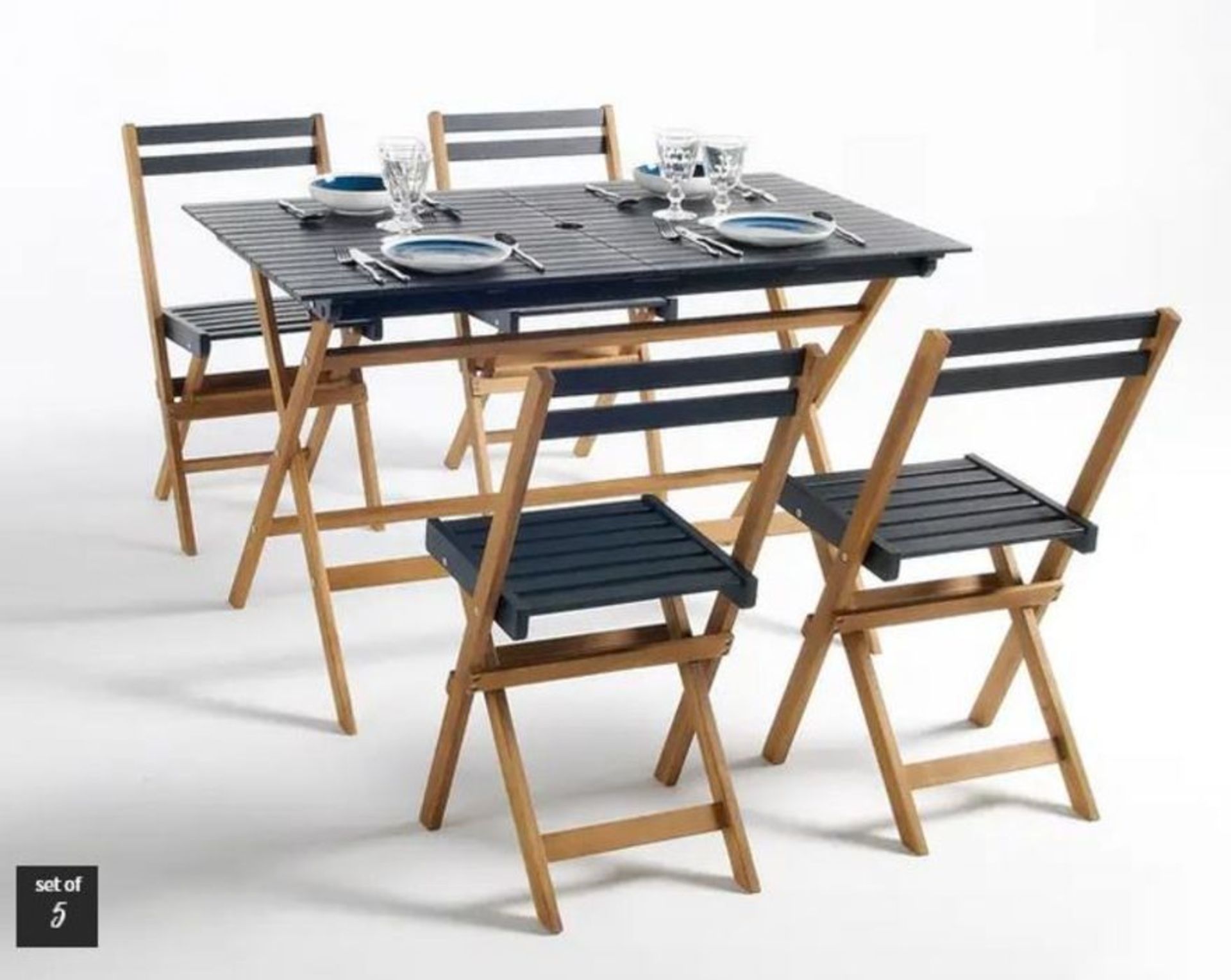 MYRTON 5-PIECE GARDEN FURNITURE SET IN ACACIA, RRP £290.00 / CUSTOMER RETURN. GRADE A/B VERY