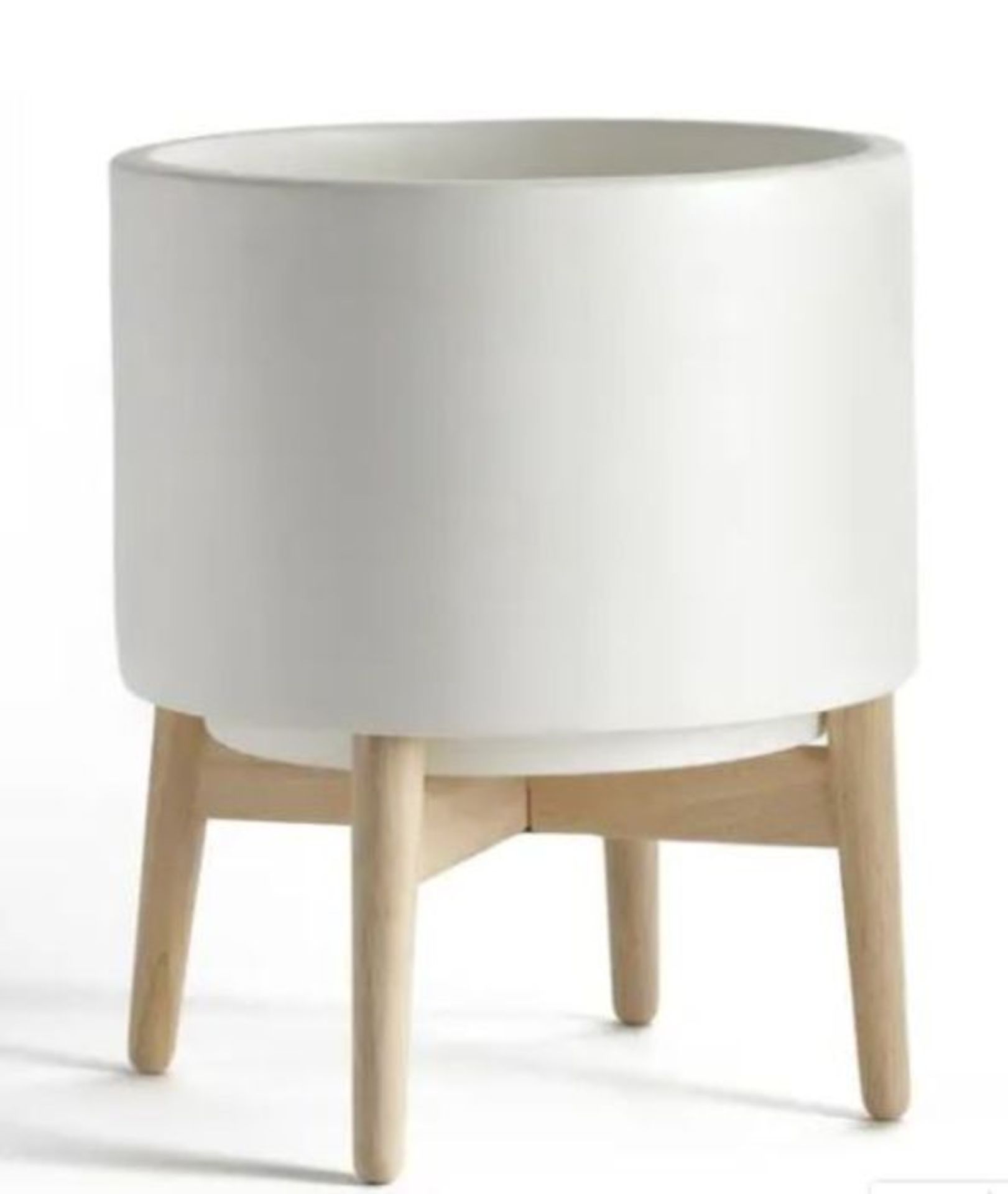 FLORIAN CERAMIC PLANTER WITH WOODEN STAND / RRP £99.00 / GRADE A / CUSTOMER RETURN