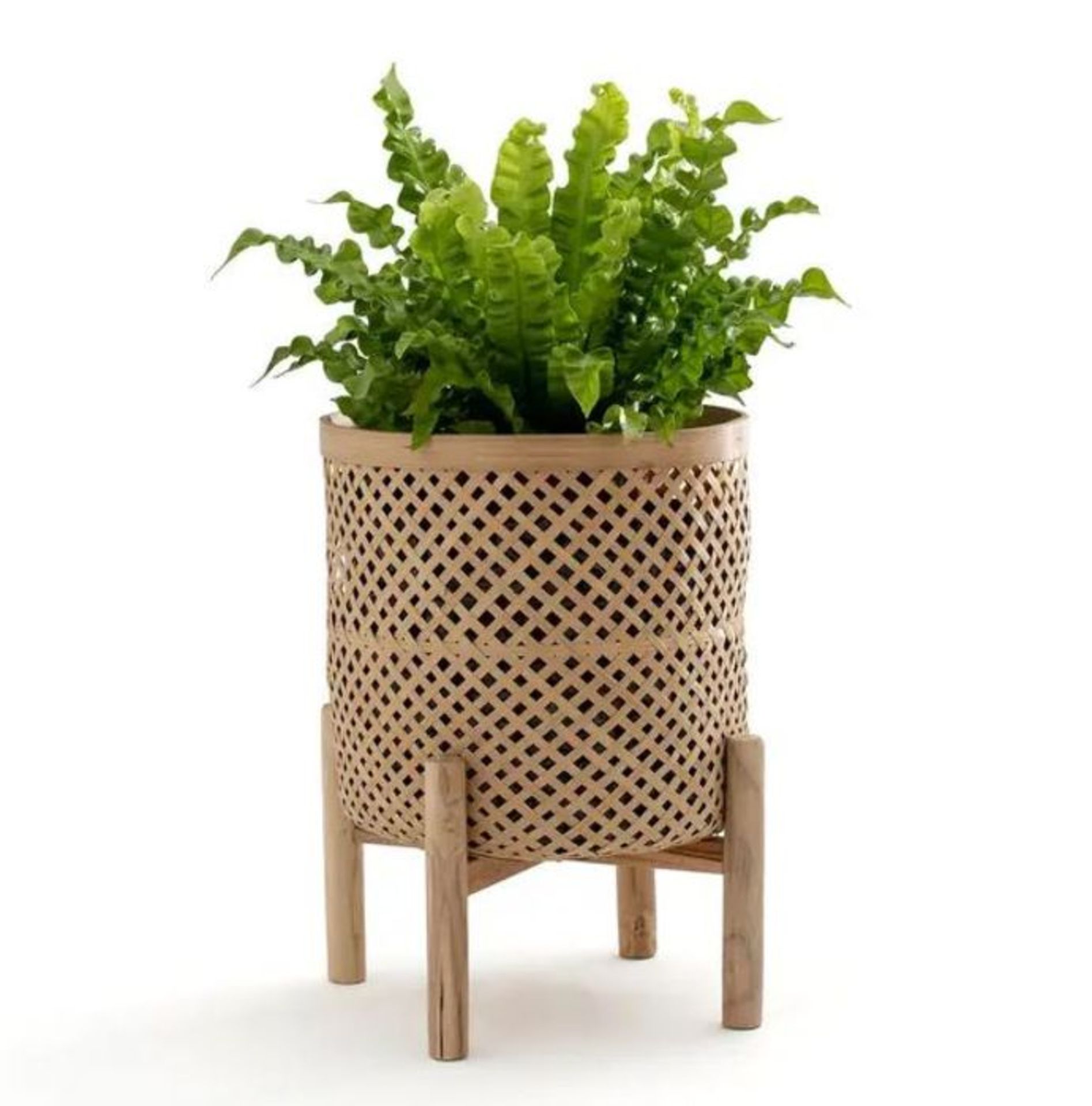 WOVEN BAMBOO PLANTER / CUSTOMER RETURN. GRADE A