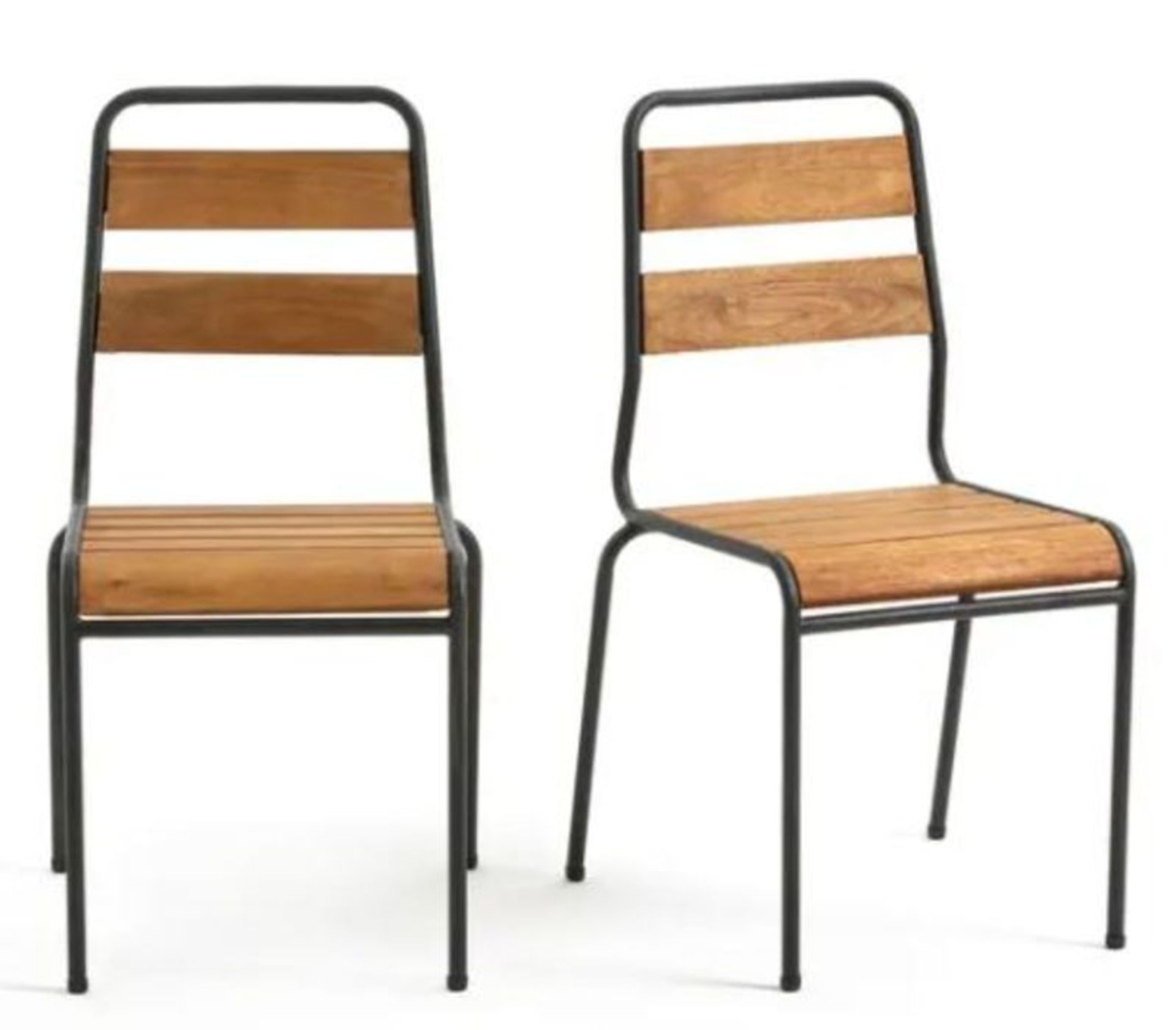 SET OF 2 JURAGLEY GARDEN CHAIRS IN ACACIA & METAL / RRP £210.00 / GRADE A CUSTOMER RETURNS