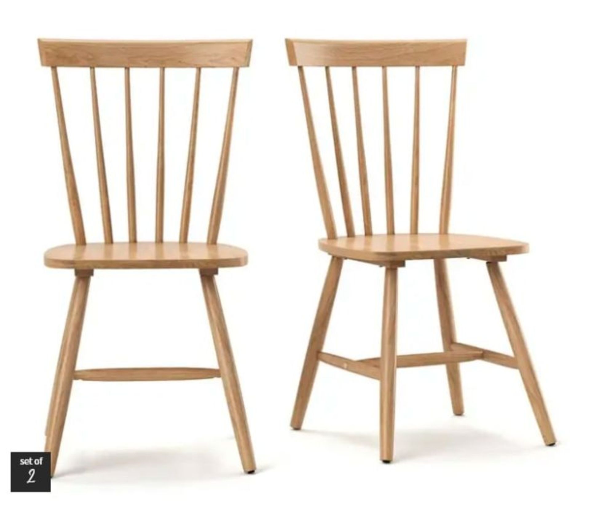 SET OF 2 JIMI SOLID WOOD SPINDLE-BACK CHAIRS / RRP £185.00 / CUSTOMER RETURN GRADE A