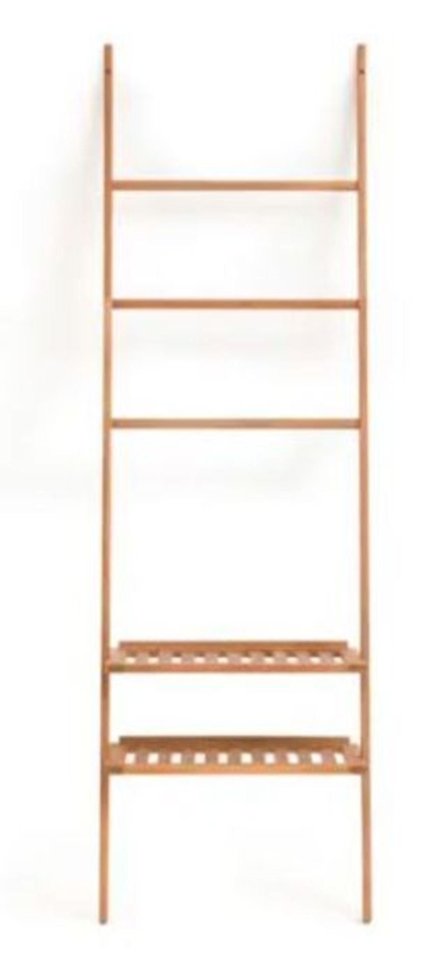 LADDER-STYLE SHELVING UNIT IN OILED ACACIA WITH TEAK FINISH / RRP £70.00 / CUSTOMER RETURN GRADE A