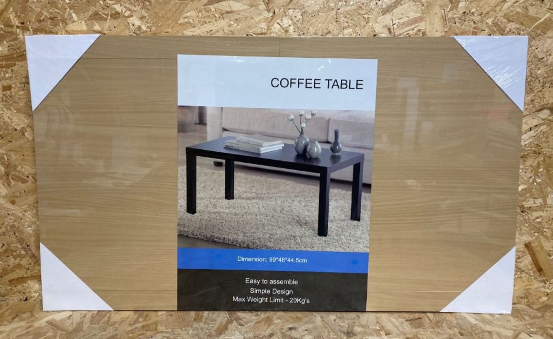 4 X COFFEE TABLES - COLOUR: OAK / SIZE: 99 X 48 X 44.5cm / BRAND NEW & BOXED
