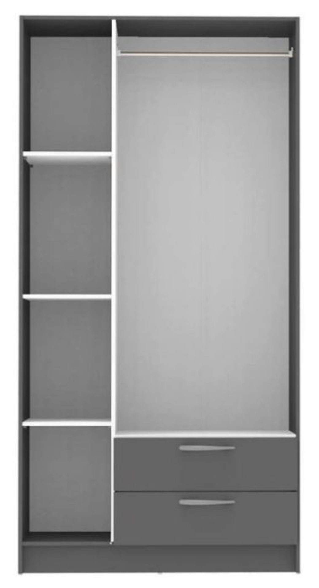 1 X CEARA 3-DOOR WARDROBE WITH 2 DRAWERS - GREY / BRAND NEW - Image 2 of 2