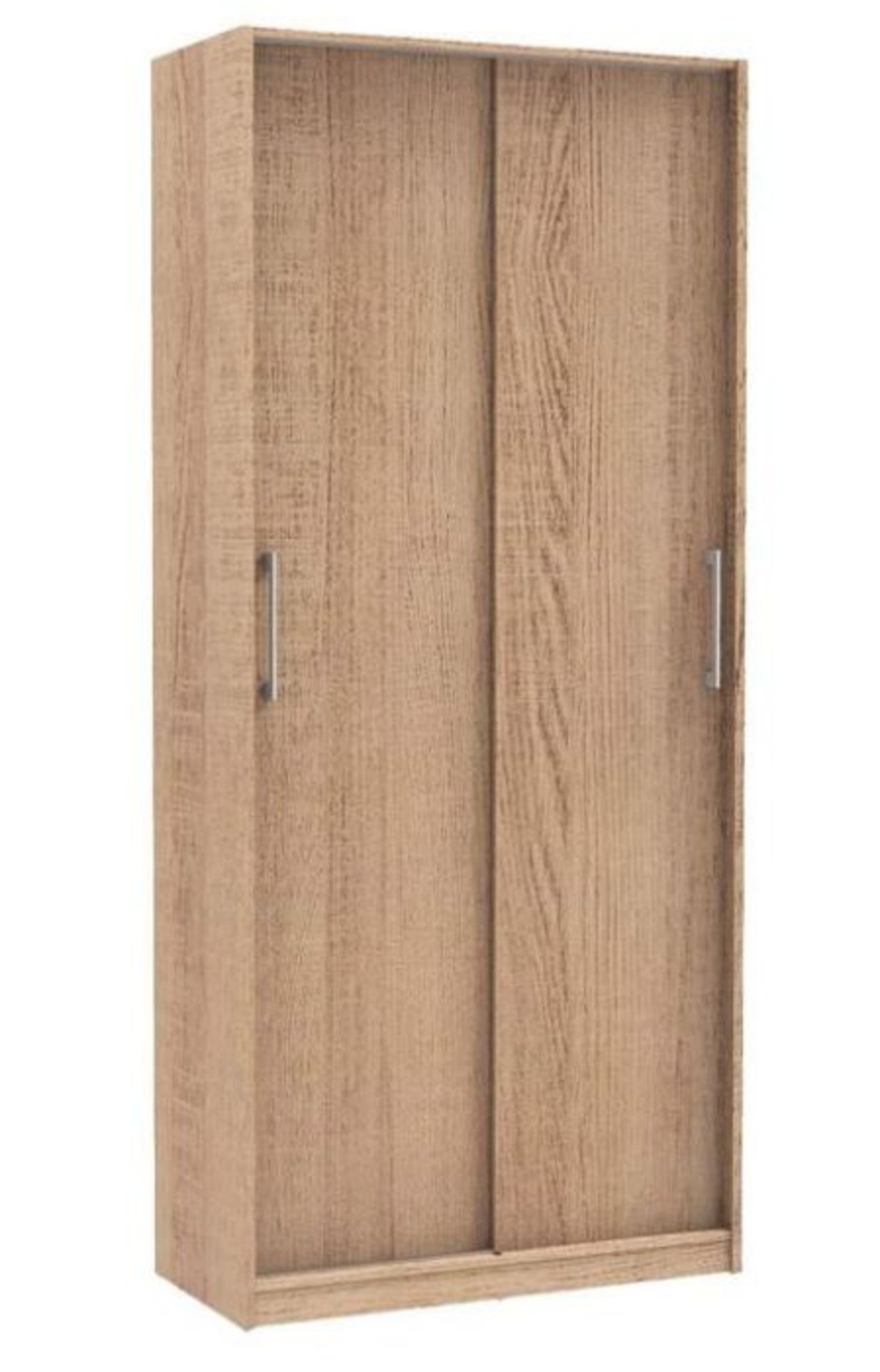 1 X CEARA 2-DOOR SLIDING WARDROBE - NATURAL LIGHT OAK / AS NEW