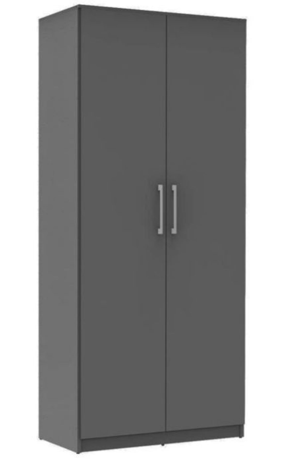 1 X CEARA DEEP 2-DOOR WARDROBE - GREY / AS NEW