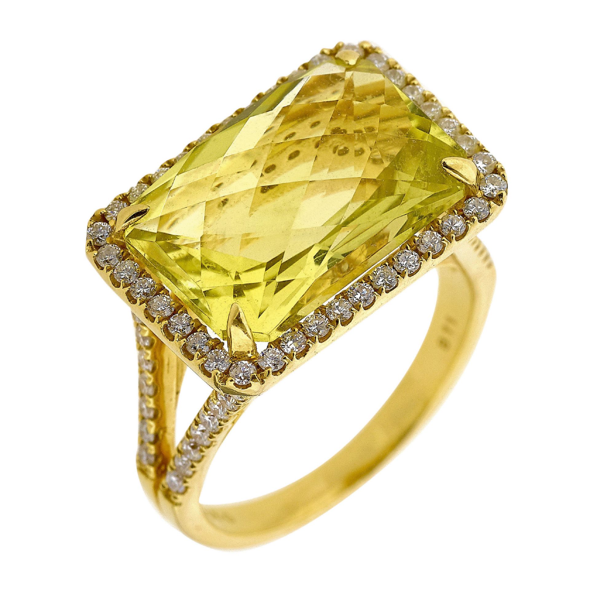 LEMONQUARZ-BRILLANT-RING / Lemon quartz-diamond ring