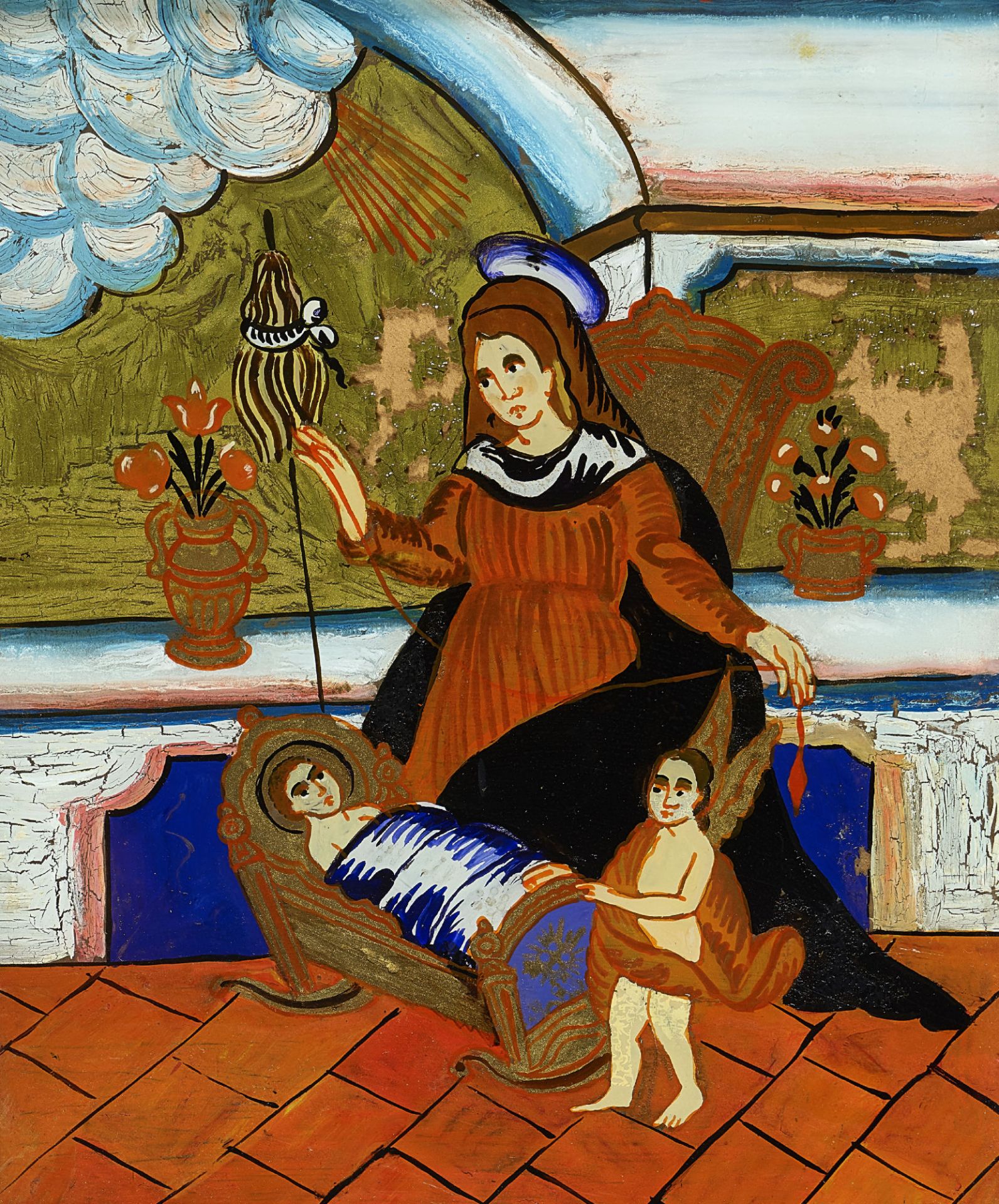 ALPENLÄNDISCH, 19. JH.: Maria mit Jesus und Johannes.