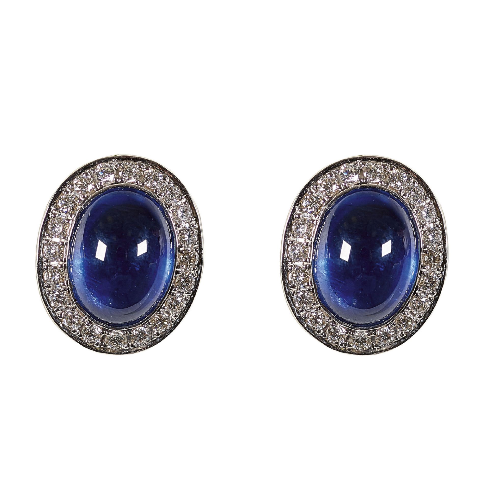 SAPHIR-DIAMANT-OHRSTECKER / Sapphire-diamond earrings