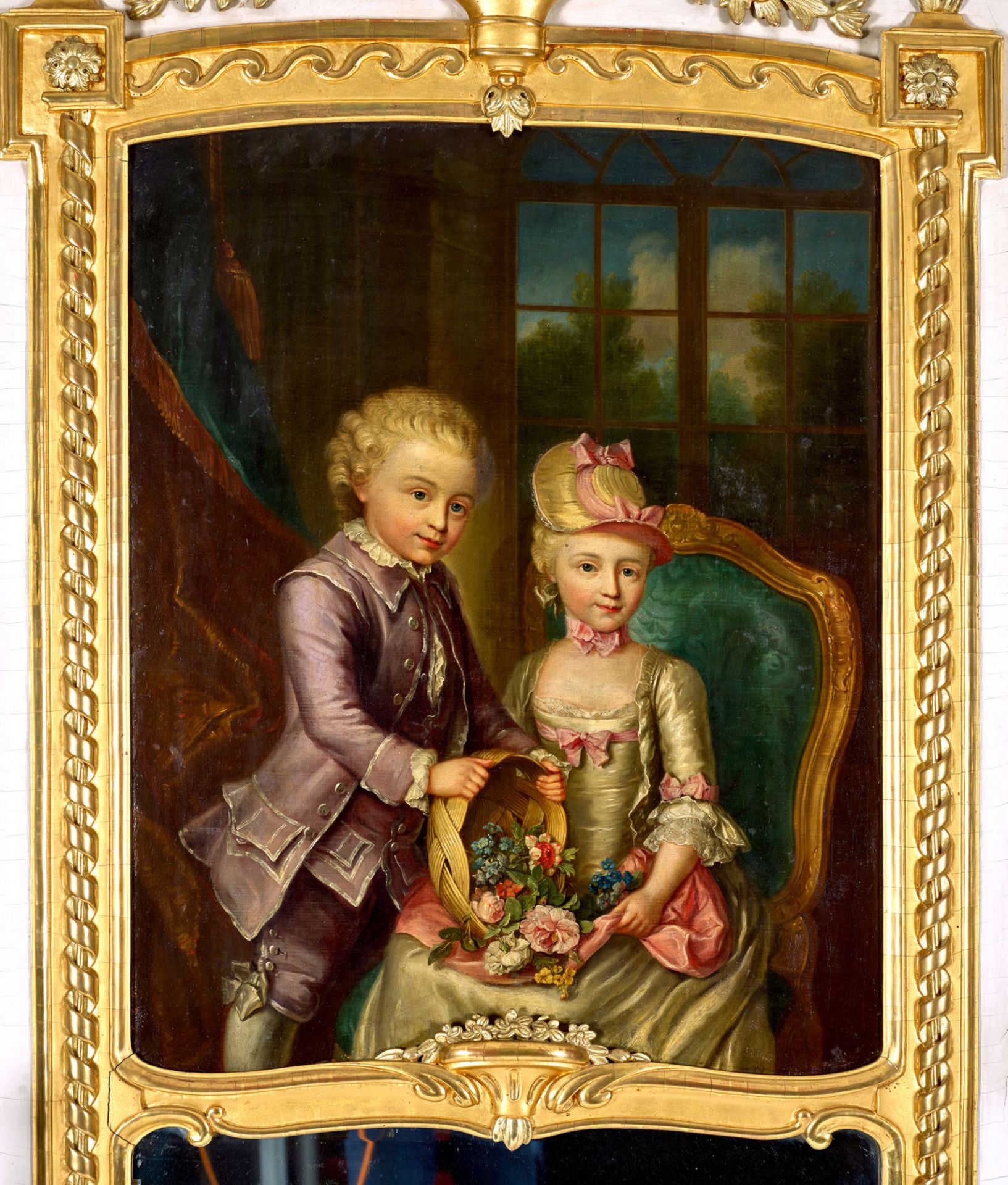 ABERLI, JOHANN LUDWIG: Trumeauspiegel mit Bildnis eines vornehmen Kinderpaares. - Bild 2 aus 2