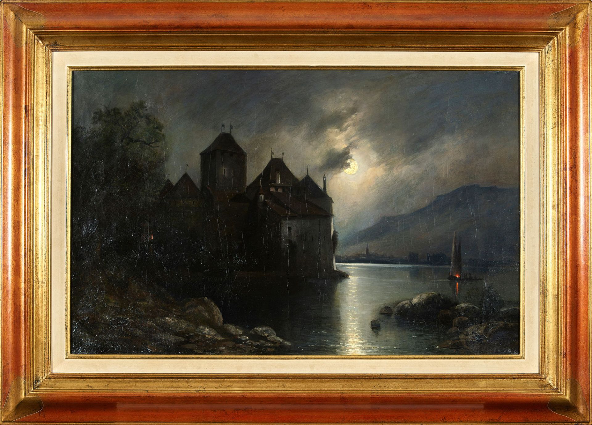 MÜLLER, FRANZ ADOLF CHRISTIAN: Schloss Chillon im Mondlicht. - Bild 2 aus 2