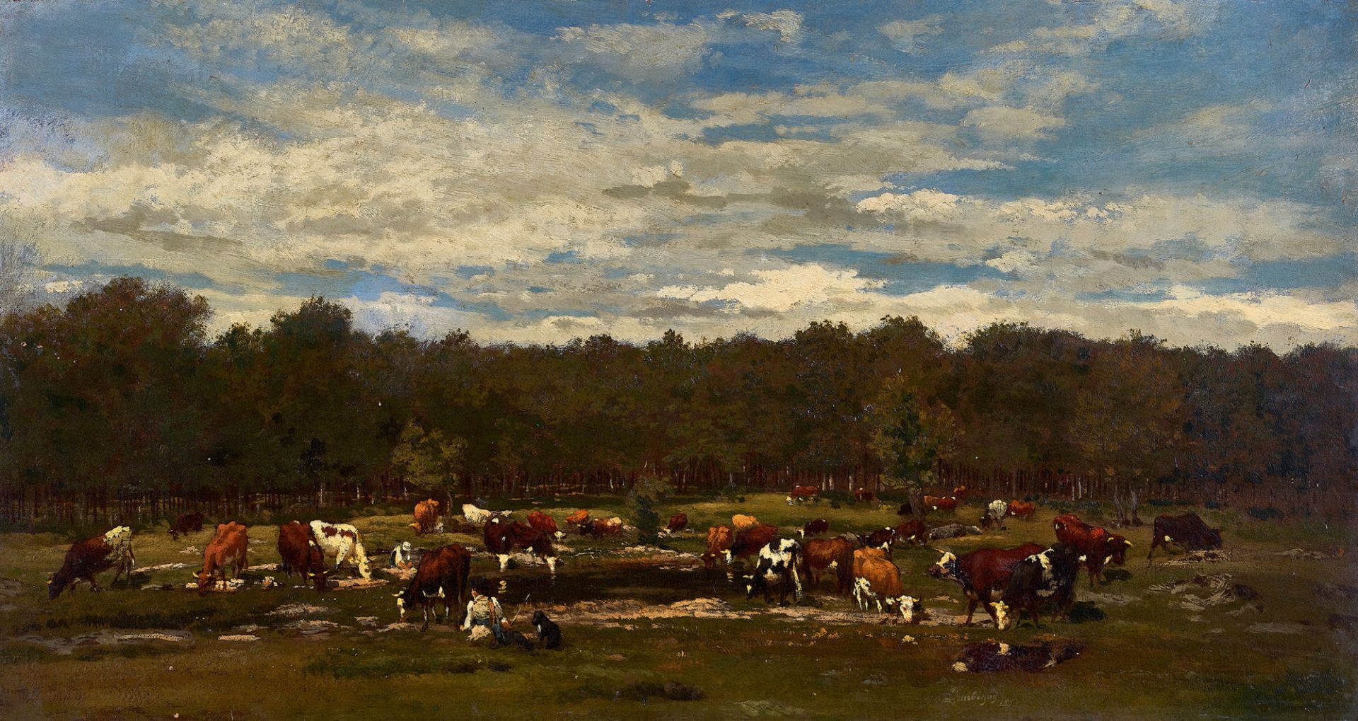 DAUBIGNY, CHARLES FRANÇOIS, Zugeschrieben - Attributed: Weidende Kühe.