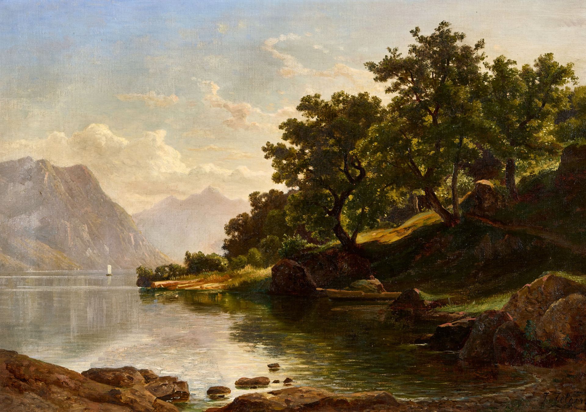 ZELGER, JAKOB JOSEPH: Uferpartie am Vierwaldstättersee.