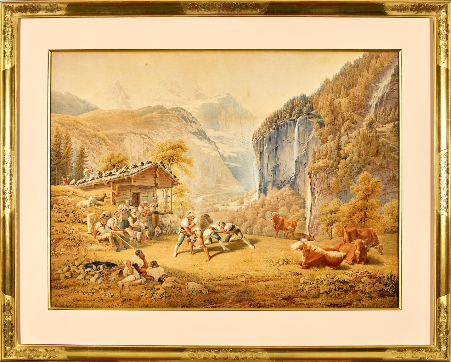 LORY, GABRIEL (GEN. LORY FILS): "Les Lutteurs dans la Vallée de Lauterbrunnen". - Bild 2 aus 2