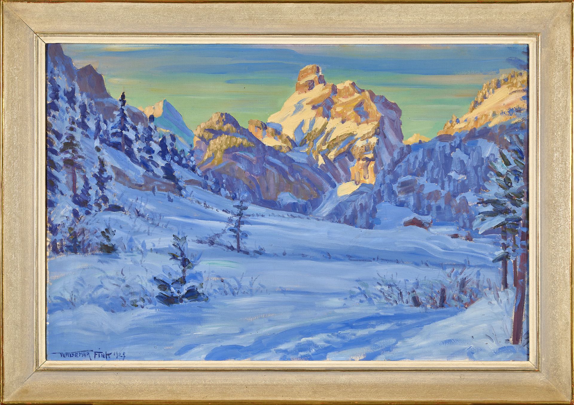 FINK, WALDEMAR THEOPHIL: "Morgensonne am Gellhorn (Kandersteg)". - Bild 2 aus 2