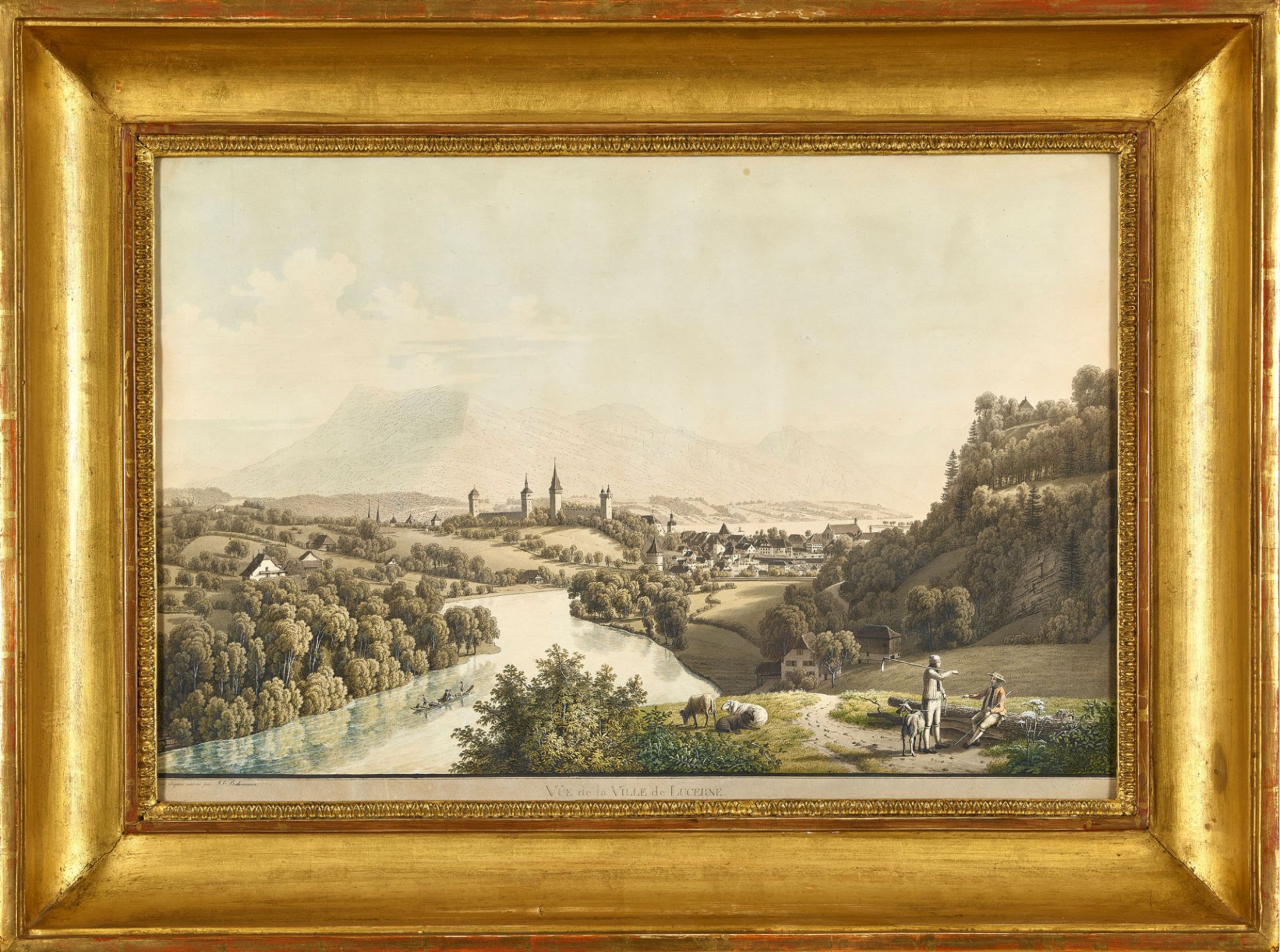 BIEDERMANN, JOHANN JAKOB, BIRMANN, PETER: "Vue de la ville de Lucerne". - Bild 2 aus 2