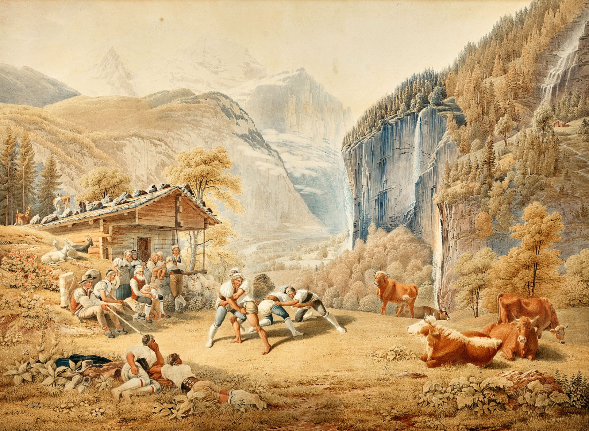 LORY, GABRIEL (GEN. LORY FILS): "Les Lutteurs dans la Vallée de Lauterbrunnen".