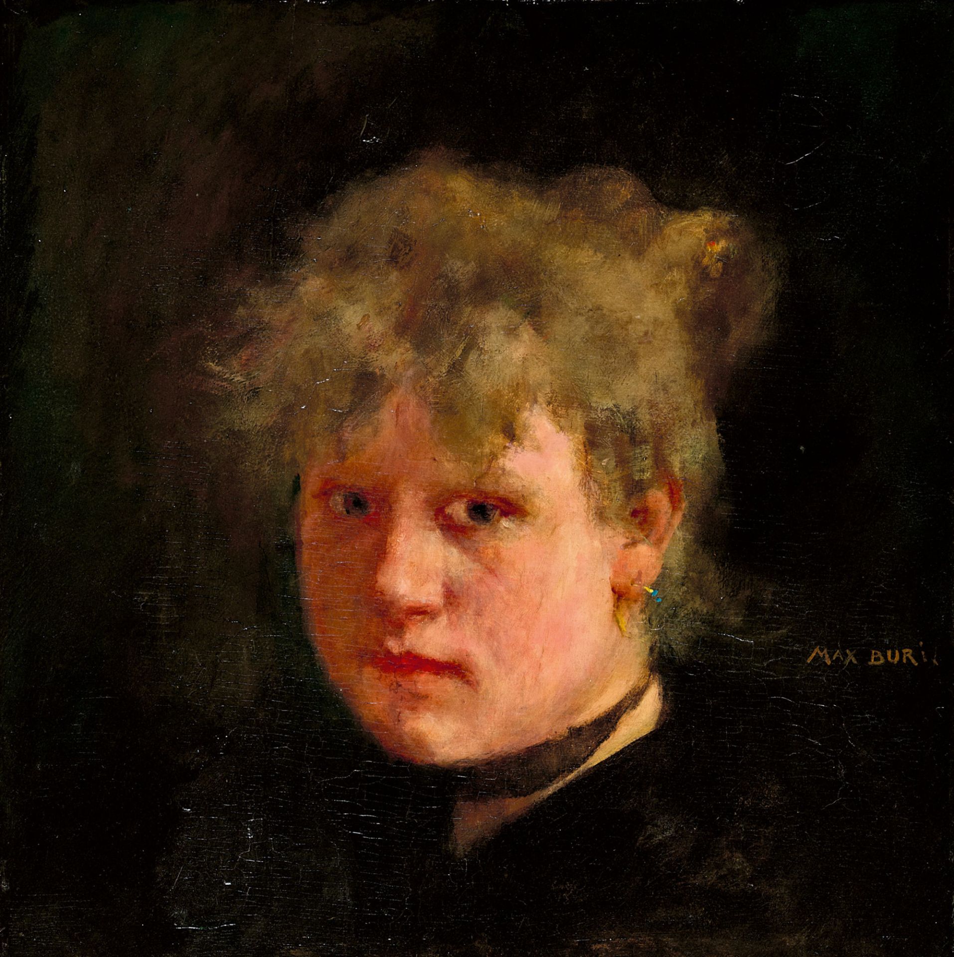 BURI, MAX ALFRED: Kopfporträt einer jungen Frau.